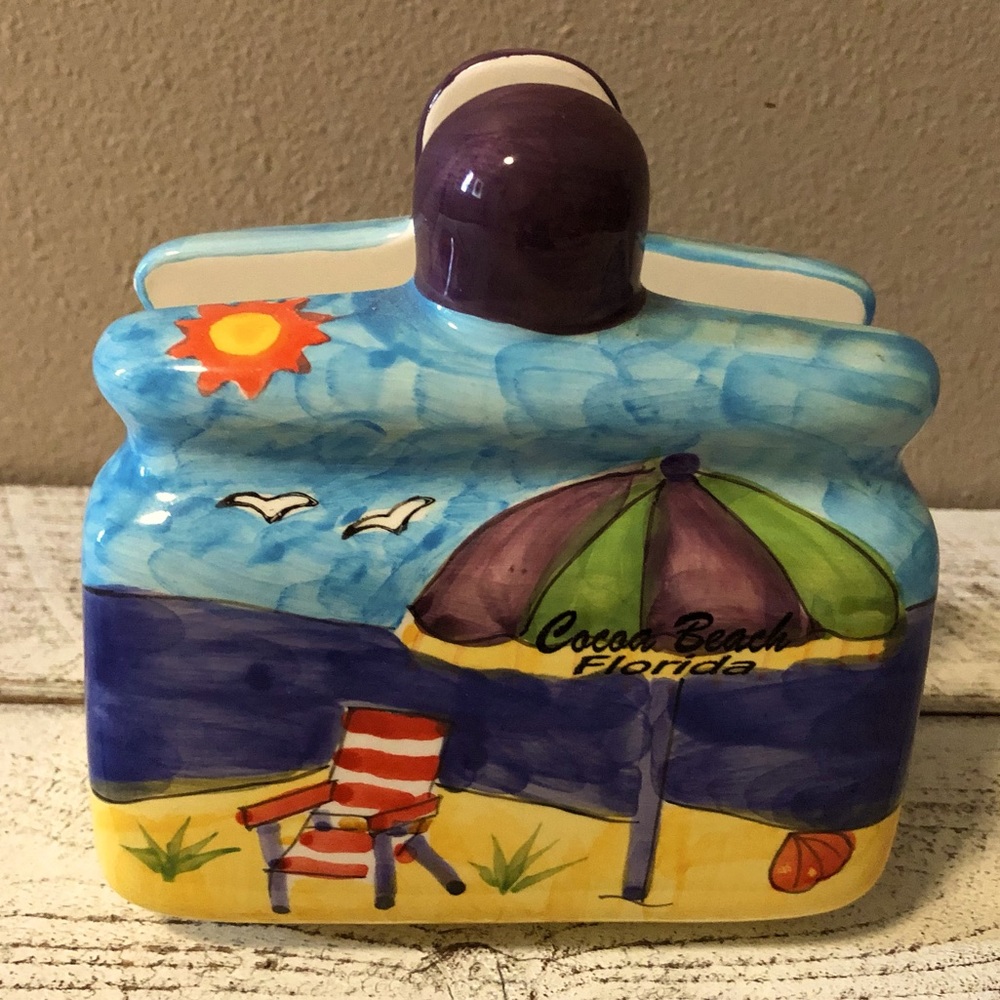 Vintage Cocoa Beach, Florida Ceramic Napkin Holder